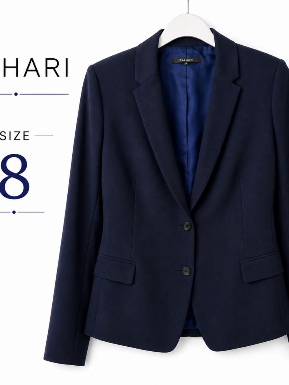 Tahari Women’s Navy Blue Tailored Blazer Jacket Size 8